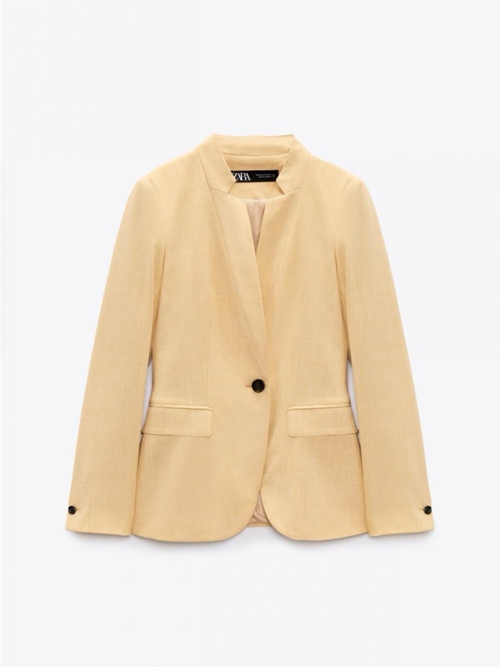 Zara Yellow Basic Blazer With Inverted Lapel Size 4